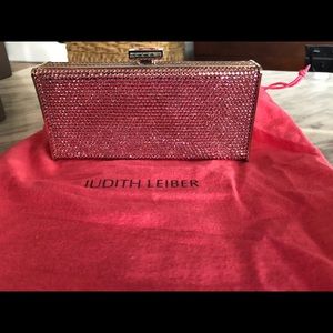 Judith Leiber Pink Crystal Clutch Evening Bag